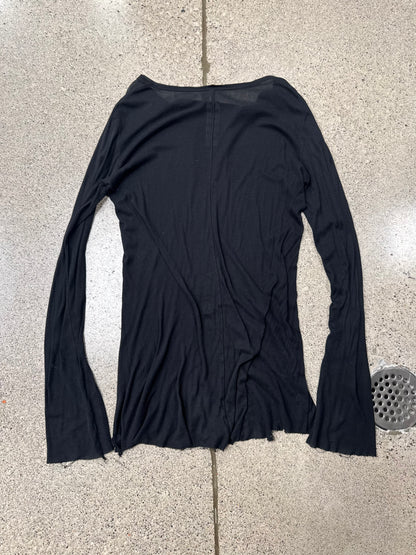 AW2020 Rick Owens ‘Performa’ Black Semi Sheer Long Sleeve Shirt
