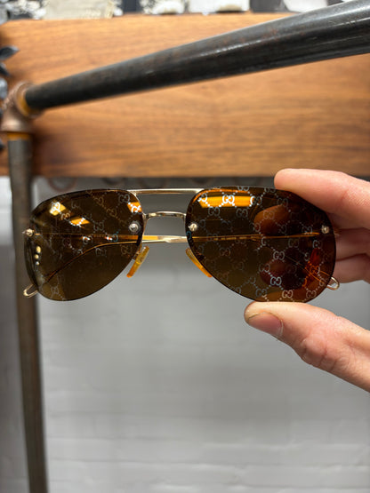 SS1997 Gucci by Tom Ford Monogram Lens ‘Teardrop’ Aviator Sunglasses