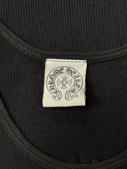 Chrome Hearts Blue Plus Cross Ribbed Black Tank Top