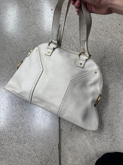 Yves Saint Laurent ‘Muse’ Cream White Leather Handbag