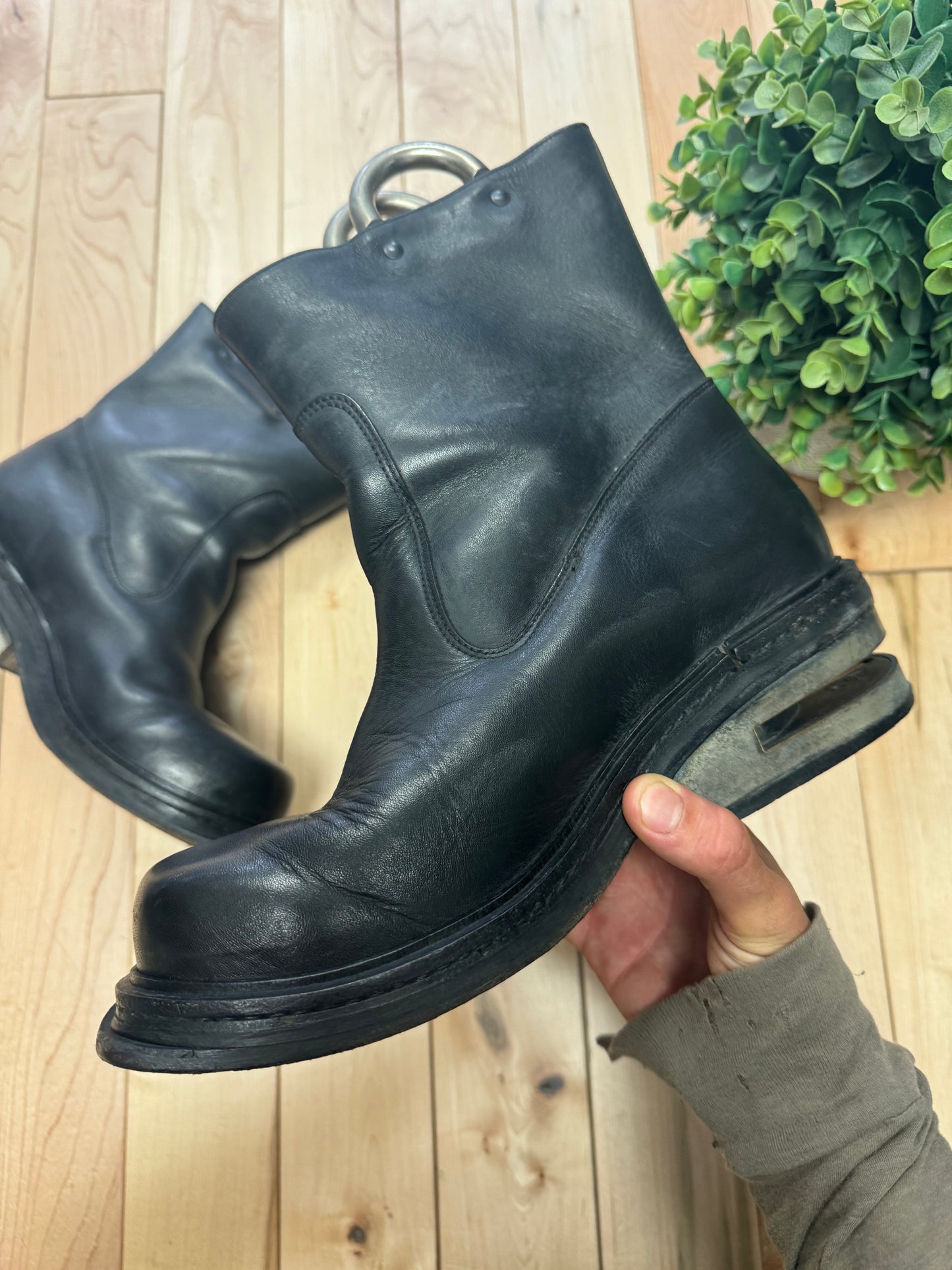 Dirk Bikkembergs Metal Handle/Heel Black Leather Boots