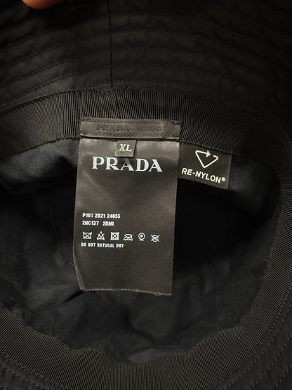 Prada Black Nylon ‘Saffiano’ Logo Bucket Hat