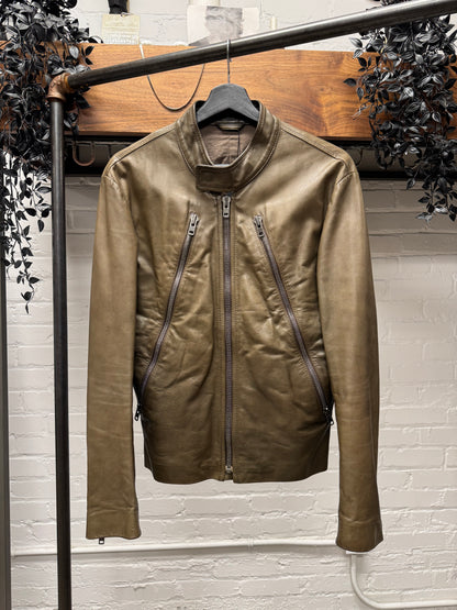 Maison Margiela ‘5-Zip’ Brown Calfskin Leather Jacket