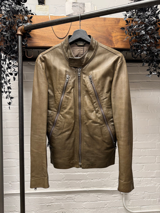 Maison Margiela ‘5-Zip’ Brown Calfskin Leather Jacket