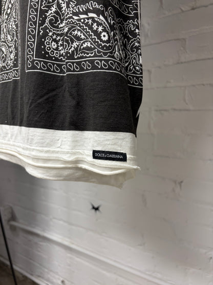 Dolce & Gabanna Mainline Paisley Bandanna Black/White Cotton T-Shirt