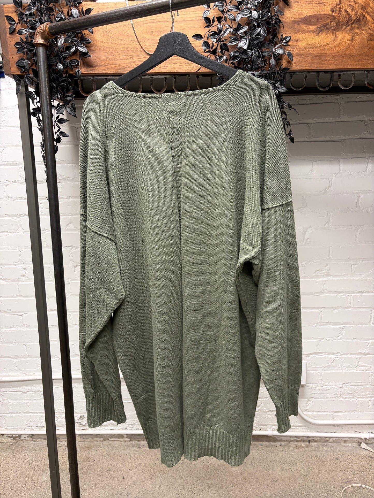 SS2023 Rick Owens ‘Edfu’ Moss V-Neck Knit Sweater