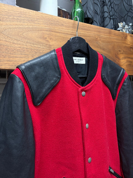 2017 Saint Laurent ‘Heaven’ Black/Red Leather Teddy Jacket