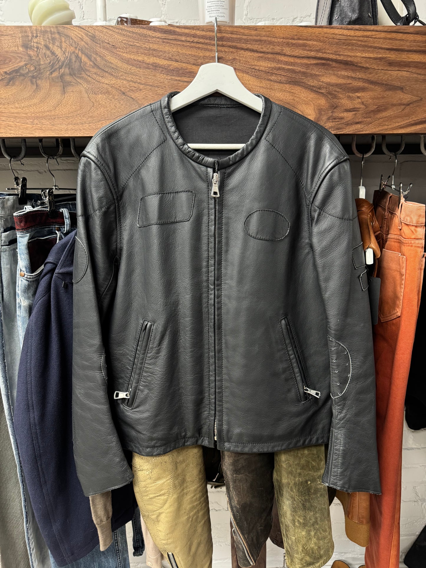 SS2002 Maison Margiela ‘Cafe Racer’ Black Deconstructed Leather Jacket