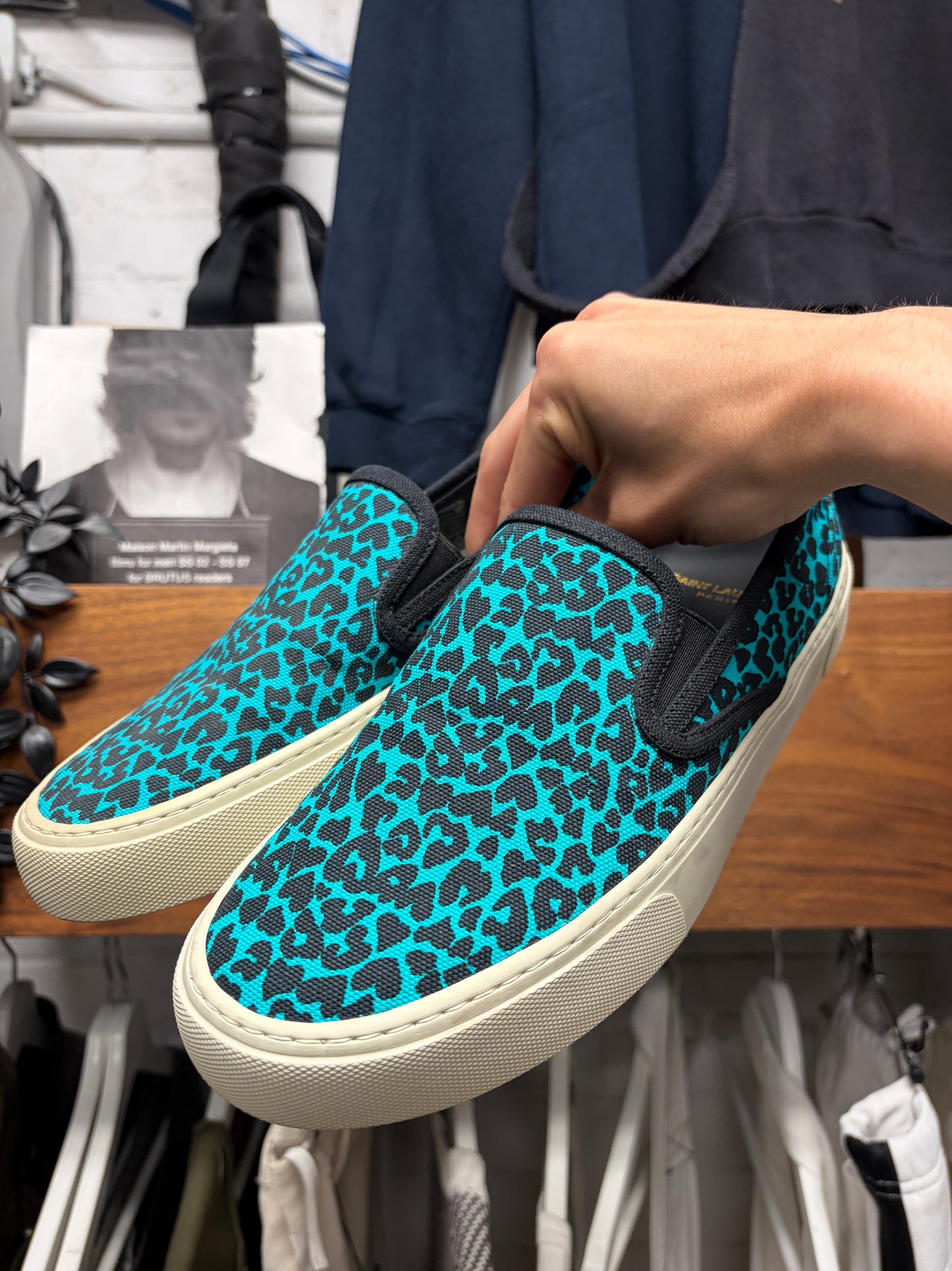 Saint Laurent ‘Babycat’ Leopard Print Slip On Sneakers