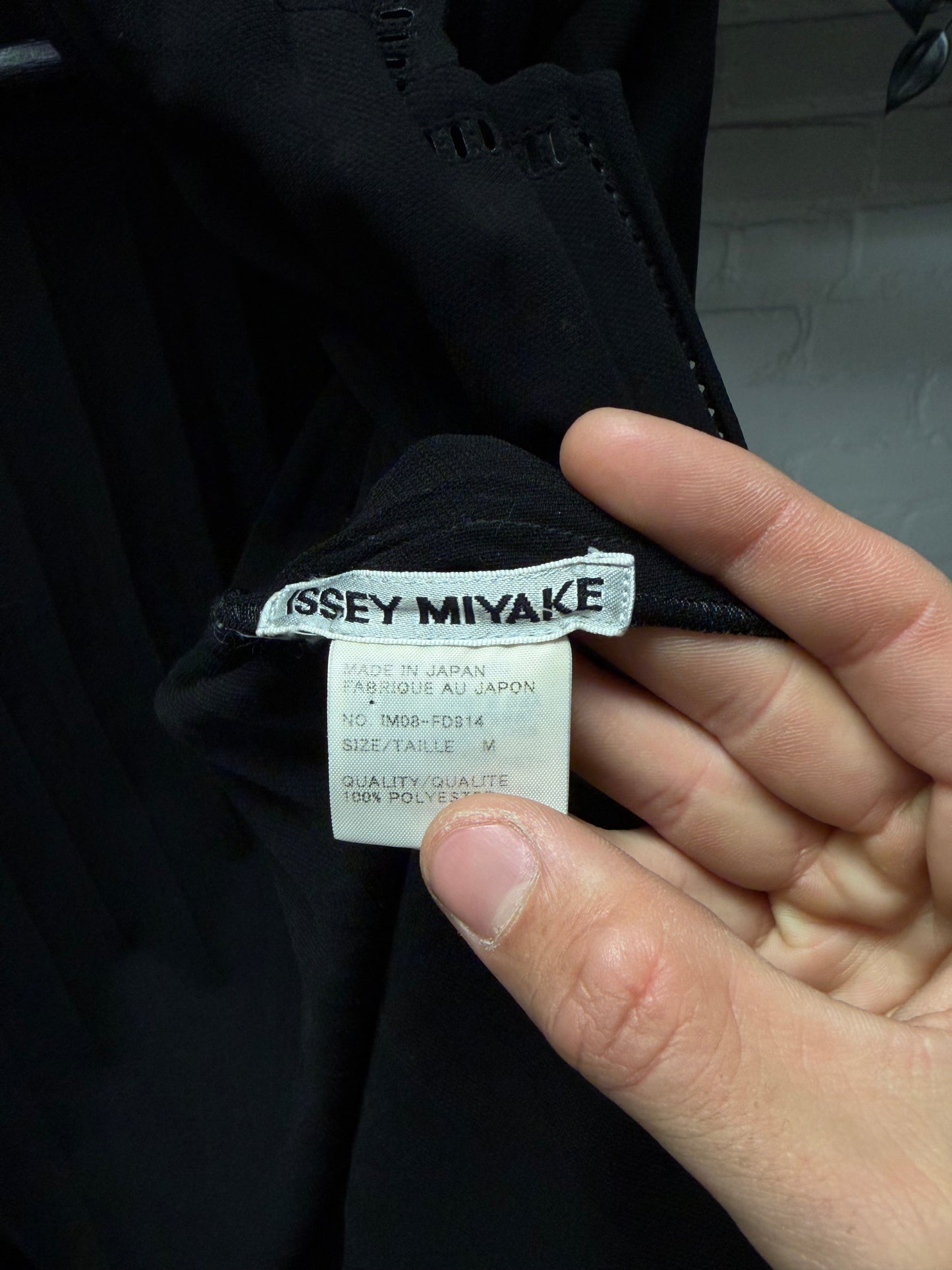 Issey Miyake Pleated Black Slim Cut Button Snap Blazer