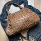 Miu Miu Brown Leather Basket Weave Top Handle/Shoulder Bag