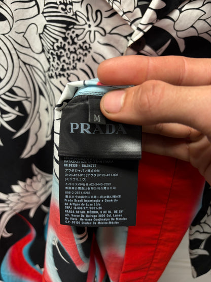 Prada Flame Camp Collar Short Sleeve Shirt