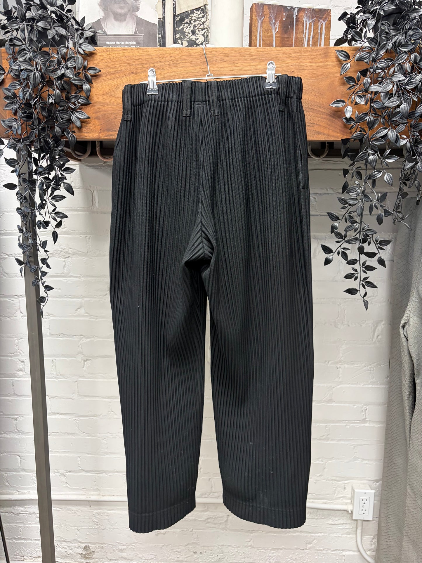 Issey Miyake Homme Plisse Pleated Black Straight Cut Trousers