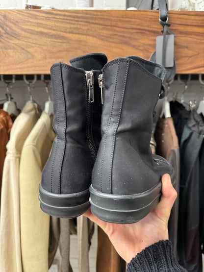 Rick Owens Waxed Nylon ‘Ramones’ Black High Top Sneakers