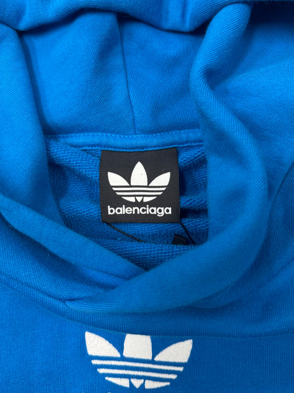 2022 Balenciaga x Adidas ‘3 Stripes’ Blue Pullover Hoodie