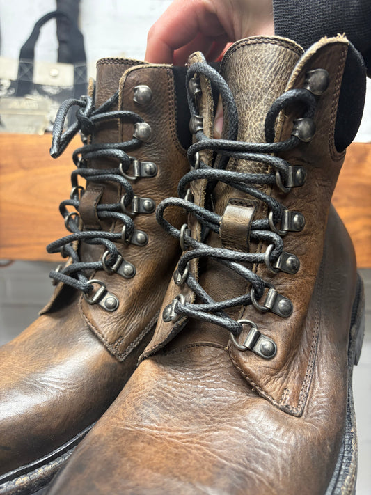 2000s Dolce & Gabbana Mainline Brown ‘Natural Patina’ Calfskin Leather Boots