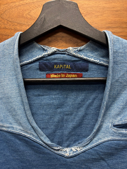 Kapital Denim/Cotton Reconstructed Scoop Neck Long Sleeve