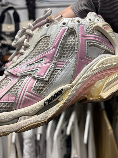 Balenciaga Pink/Grey ‘Track Runner’ Low Top Sneakers