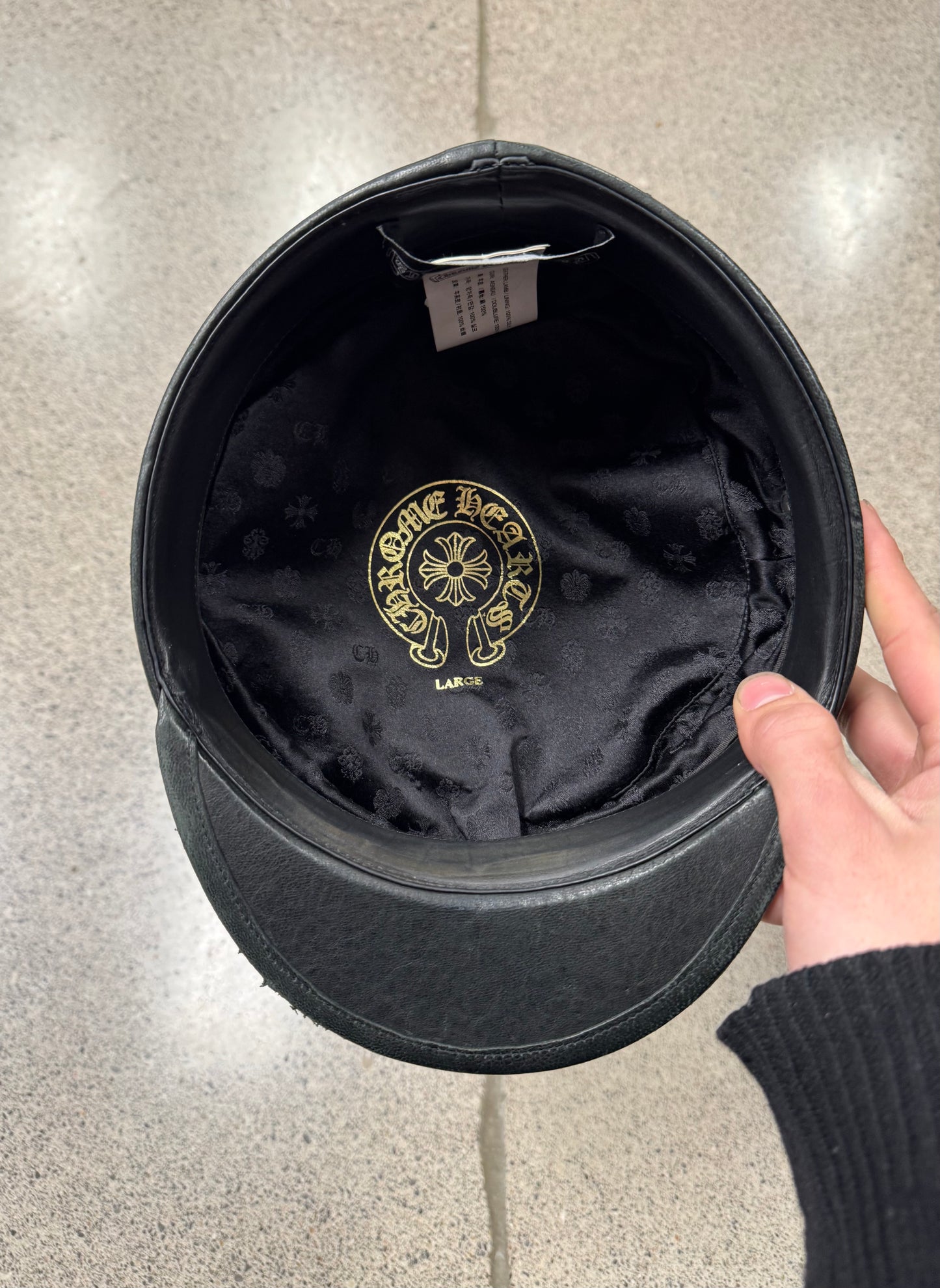 Chrome Hearts ‘Captain’ Fleur Cross Leather Hat