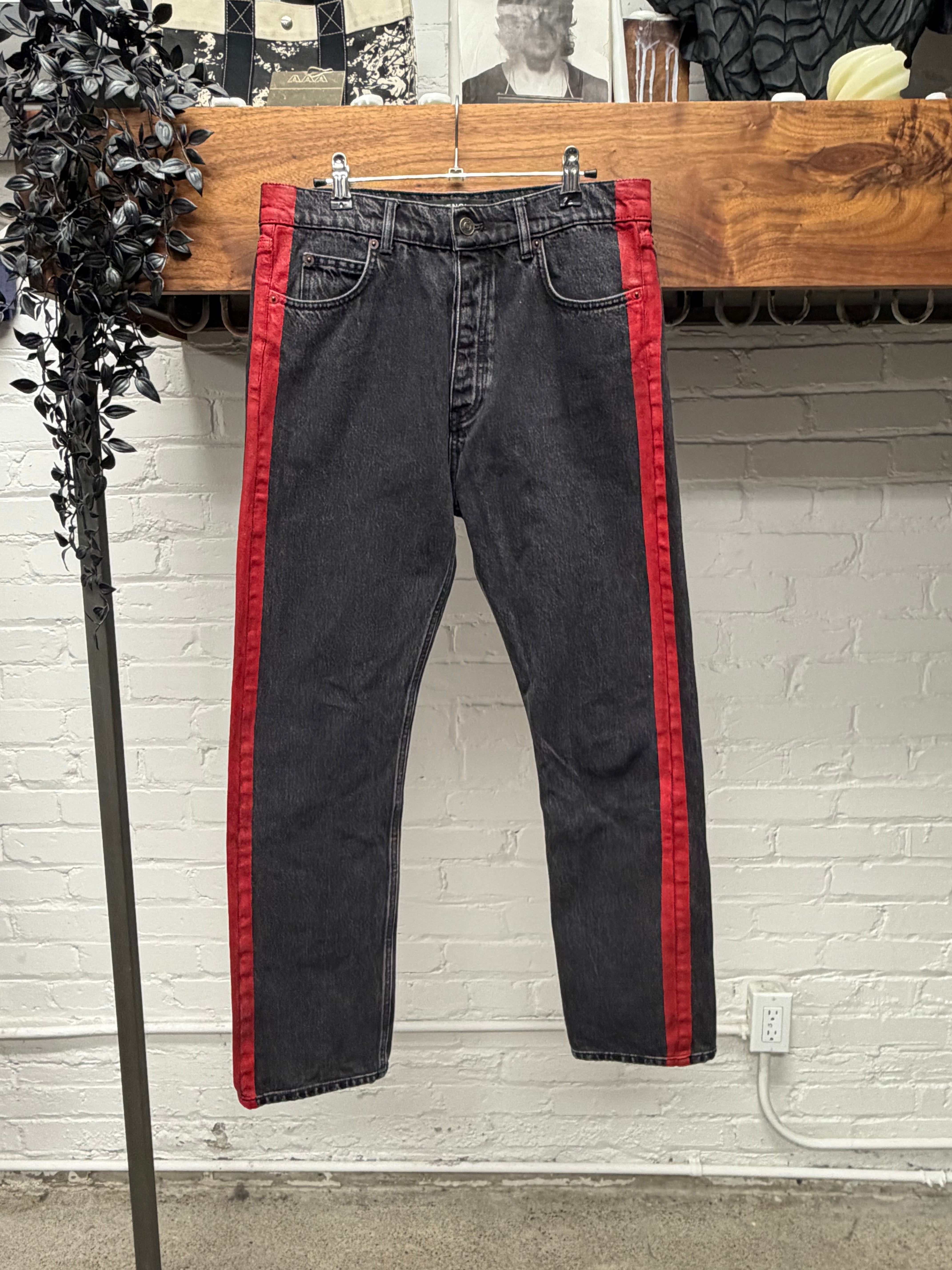 2018 Balenciaga 'Red Stripe' Washed Grey Skinny Jeans – Alex Maxamenko