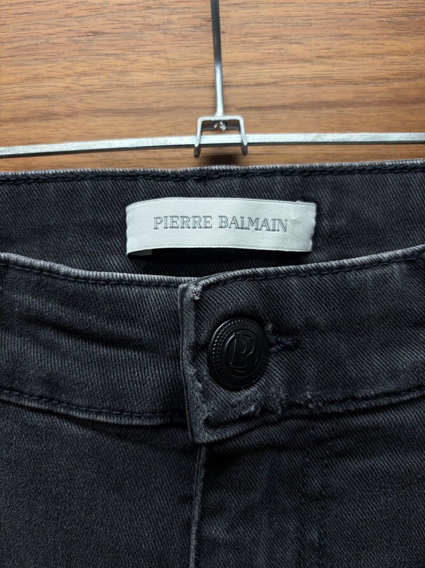 Balmain ‘Biker Knee’ Washed Black Skinny Moto Denim