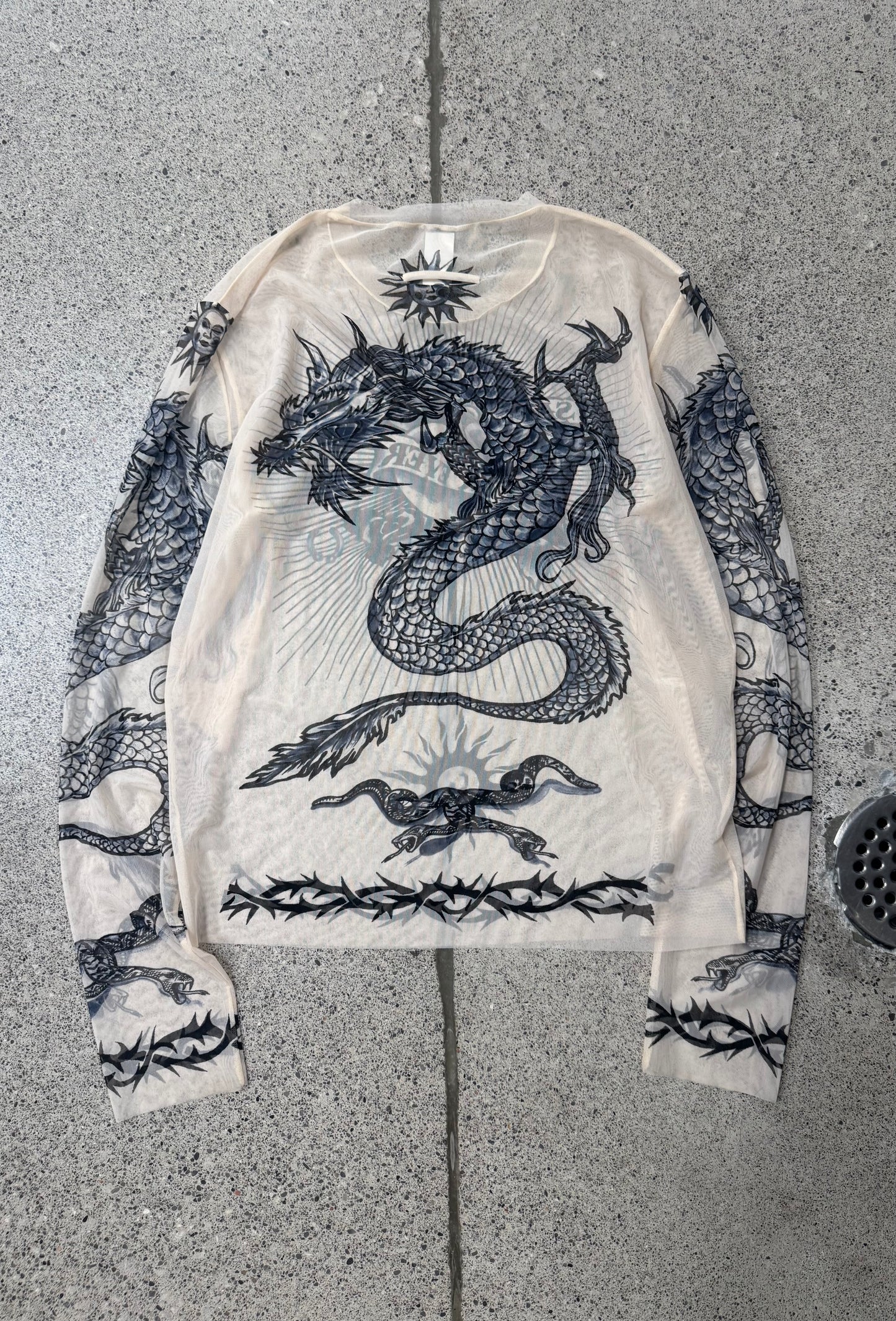 SS1996 Jean Paul Gaultier ‘Safe Sex Forever’ Mesh Long Sleeve Shirt