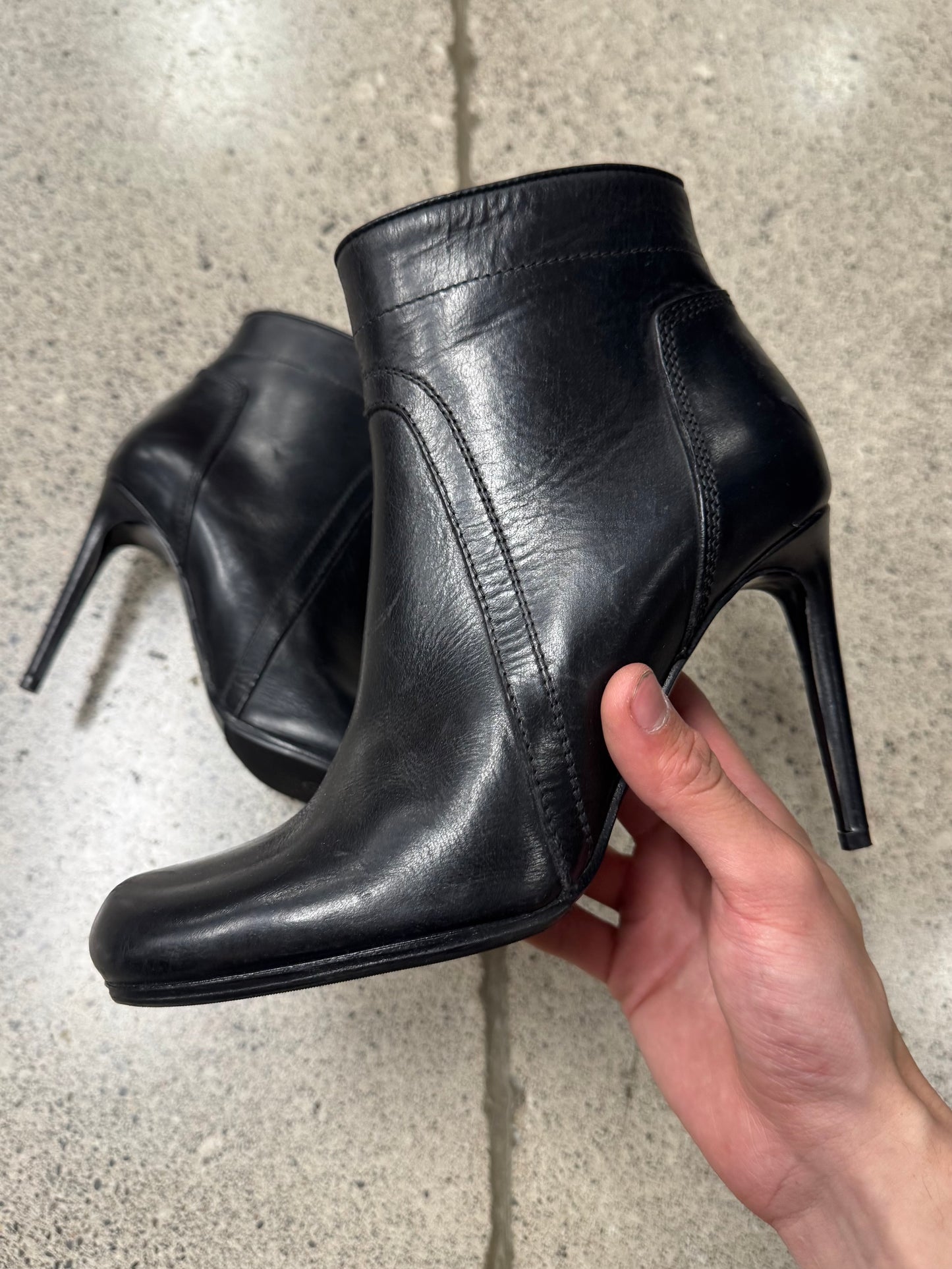 Rick Owens Black Patent Leather Stiletto Heels