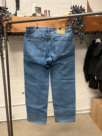 2022 Margiela Paint Cracked Wide Leg Blue Denim