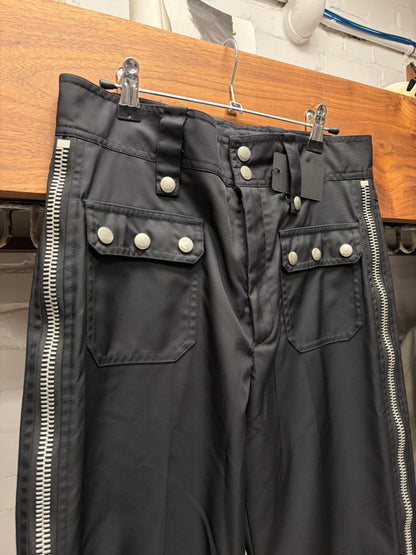 Gucci Side Seam Zip-Up Wide Leg Black Denim