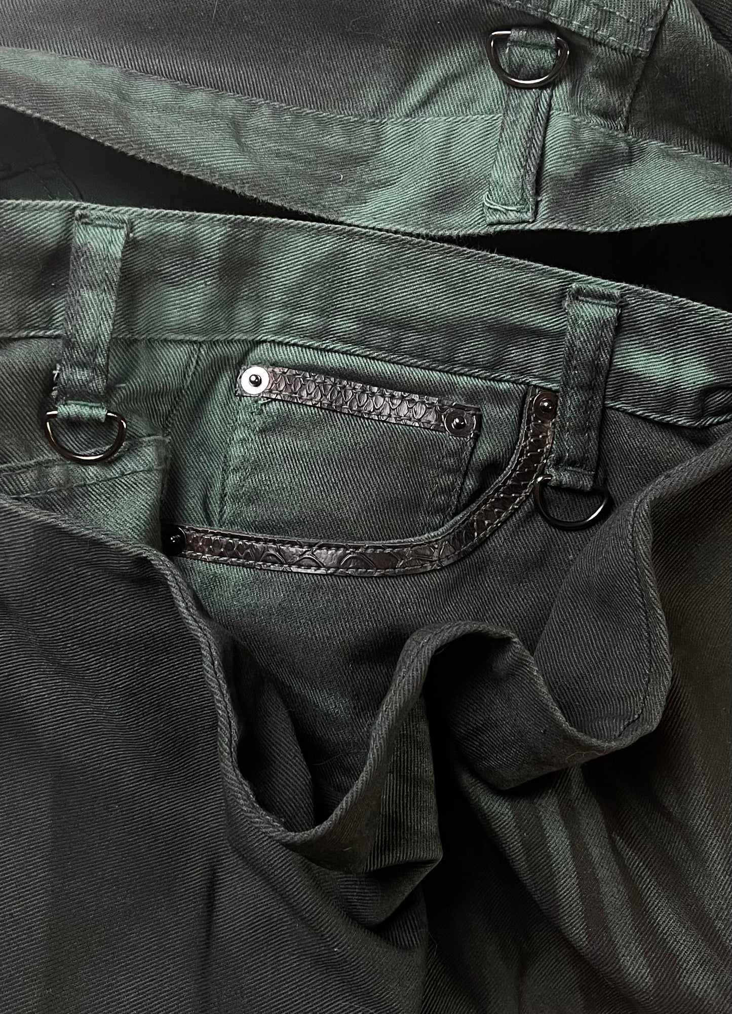 Semantic Design Washed Green Flared Denim