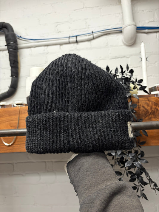 Balenciaga Black/White Ribbed Wool Logo Beanie