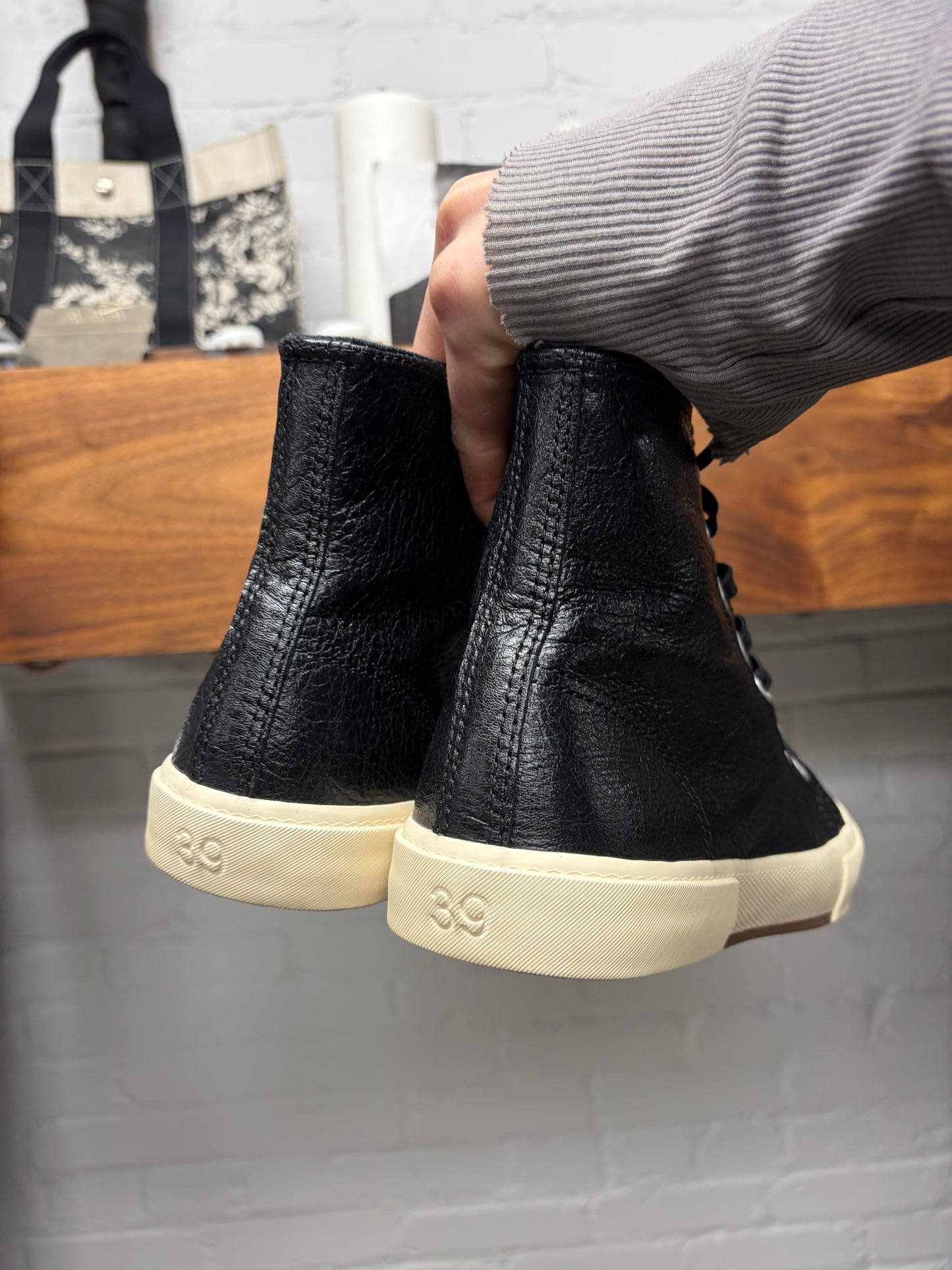 Balenciaga ‘Paris’ Black Leather High Top Sneakers