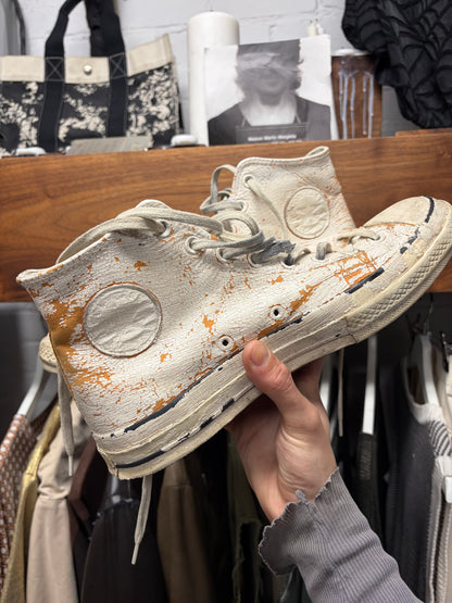 Maison Martin Margiela x Converse ‘Chuck 70’ Painted White/Orange High Top Sneakers