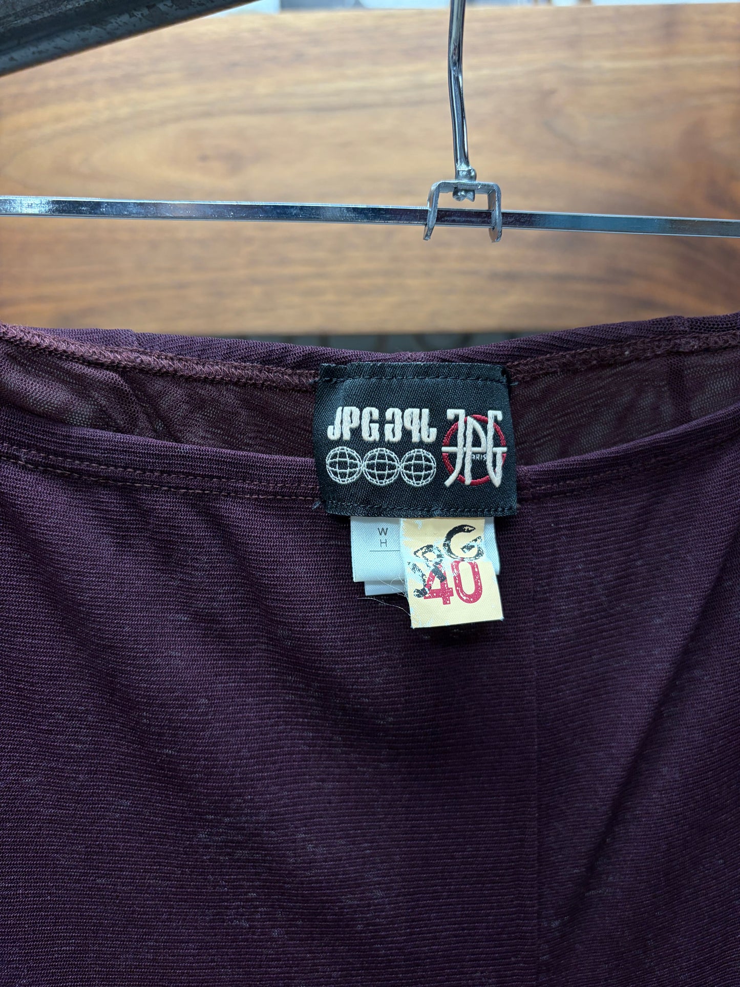 Vintage Jean Paul Gaultier Layered Mesh ‘Plum’ Flared Cut Pants