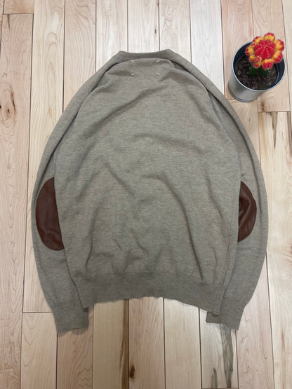 Maison Margiela ‘Leather Patch’ Wool Knit Cardigan