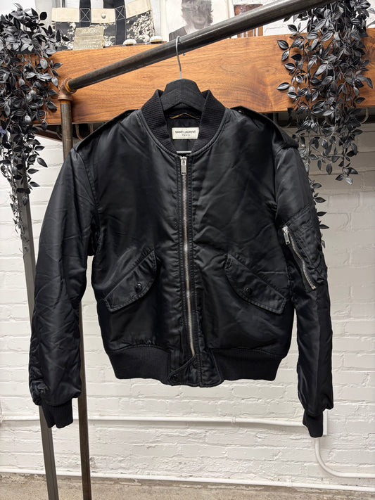 AW2015 Saint Laurent by Hedi Slimane ‘MA-1’ Black Down Filled Bomber Jacket
