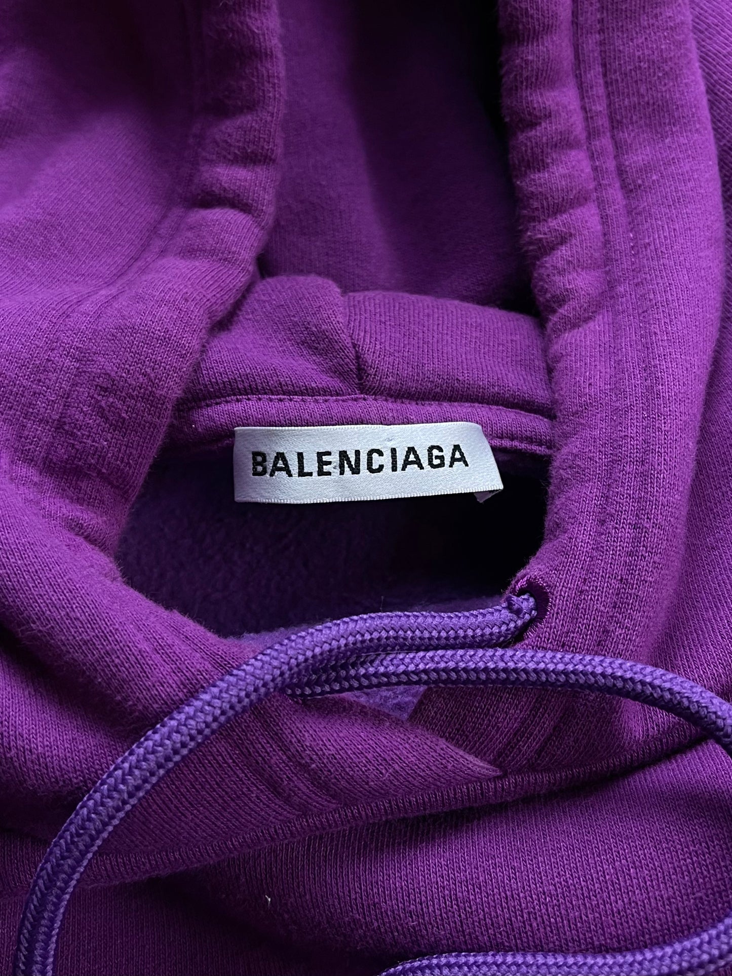 2018 Balenciaga Purple Spell Out Logo Hoodie