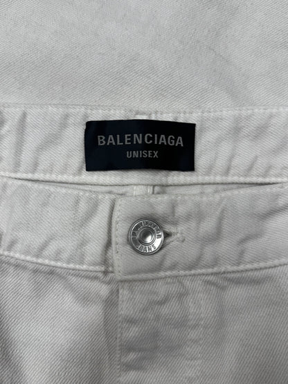 2022 Balenciaga White 5 Pocket Baggy Jeans
