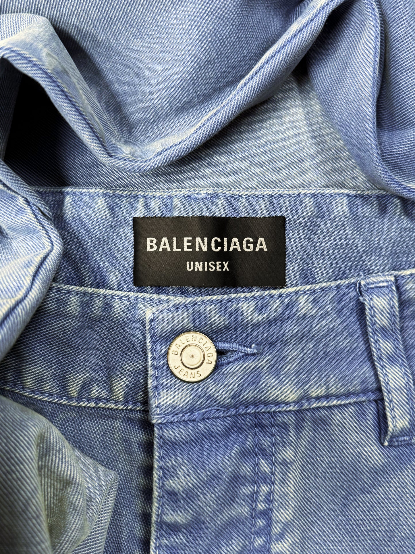 AW2023 Balenciaga ‘Thrashed’ Overdyed Blue Moleskin Denim