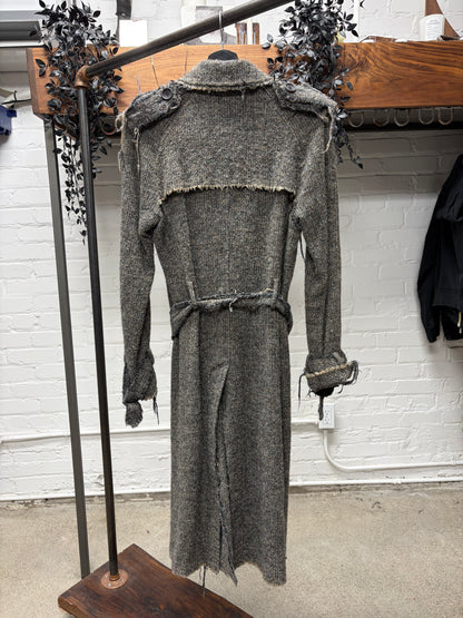 AW2003 Junya Watanabe Distressed Wool Double Breasted Trench Coat