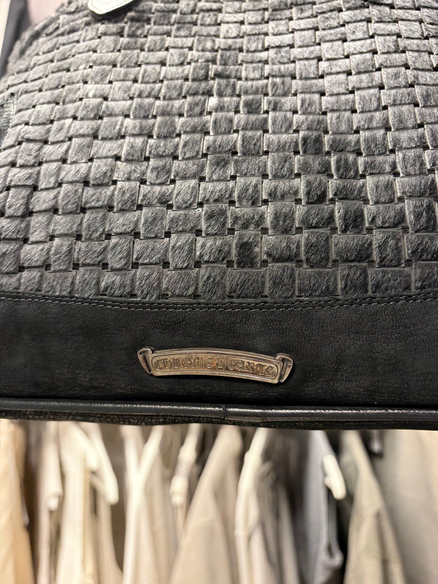 Chrome Hearts Woven Pony Hair ‘Slouchy Mo’ Massive Dagger Black Handbag