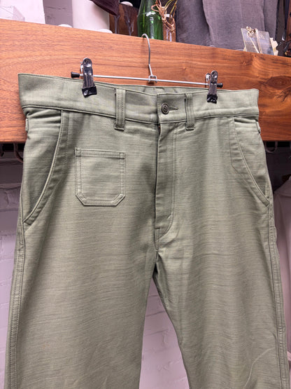 2019 Junya Watanabe ‘Buckleback’ Green Wide Leg Denim