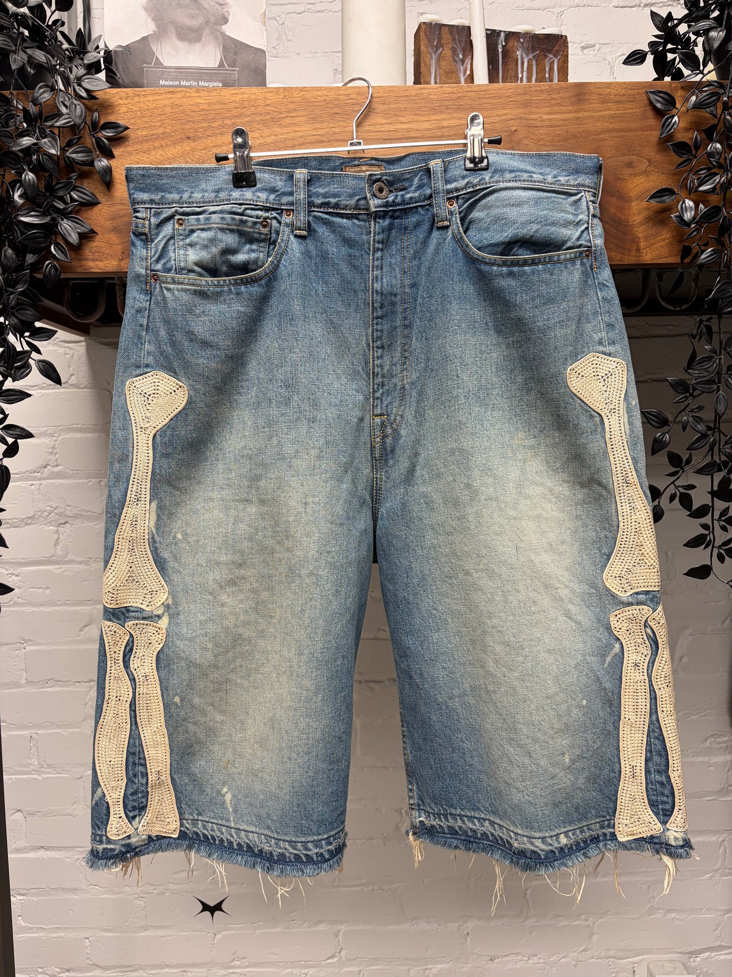 Kapital Blue ‘Bone’ Denim Shorts