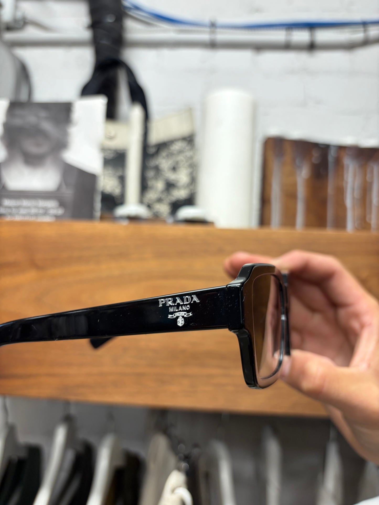 Prada Black ‘Squared Shape’ Brown Tinted Sunglasses