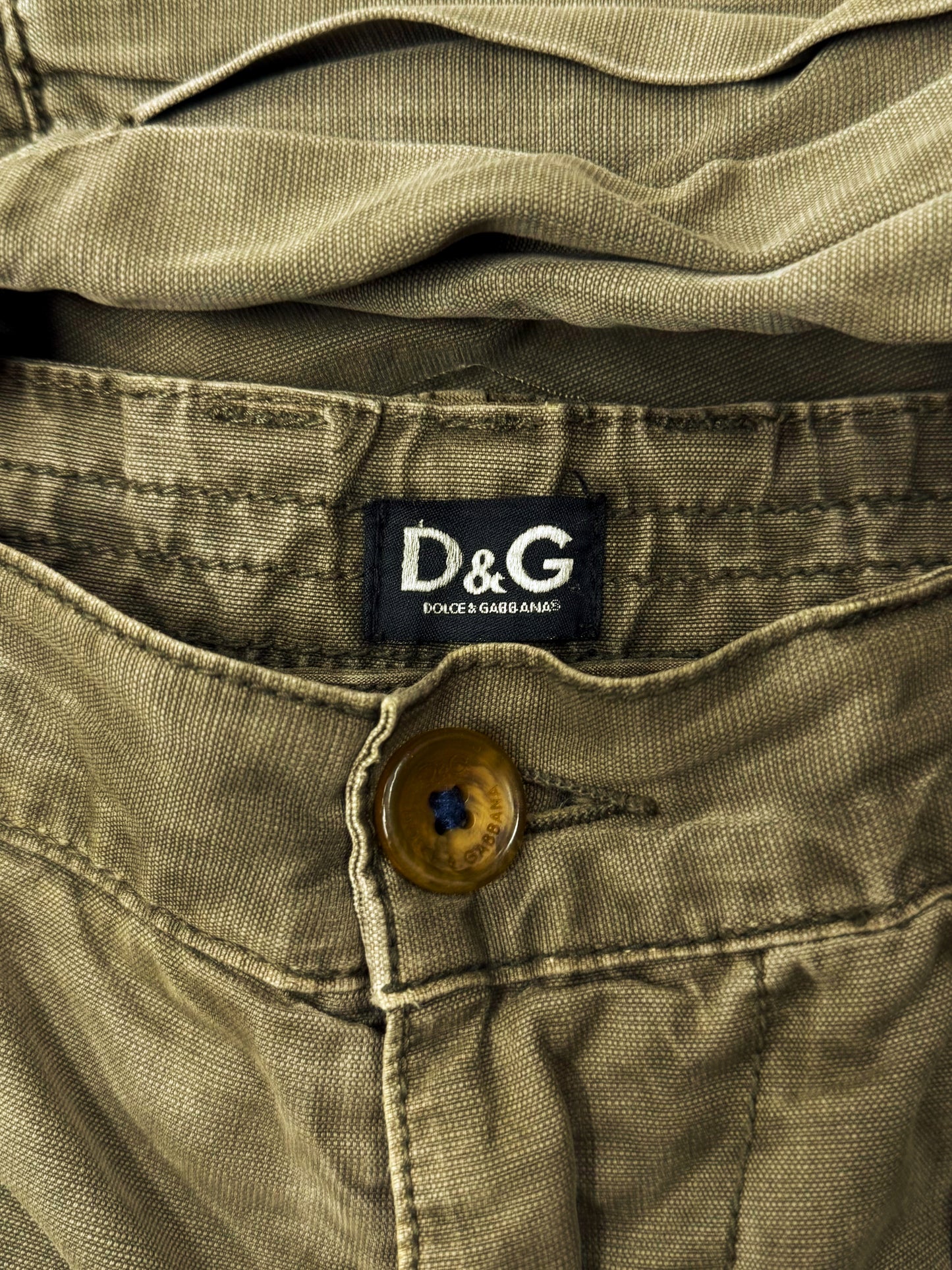 2000s Dolce & Gabbana Bootcut Military Green Cargo Pants