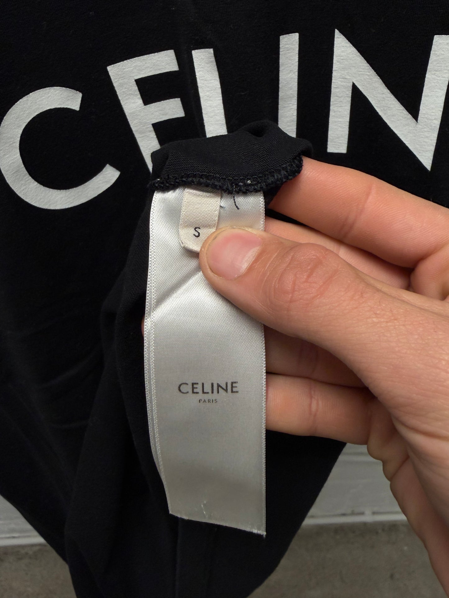 Celine ‘Loose T-Shirt’ Black Jersey Cotton Logo T-Shirt