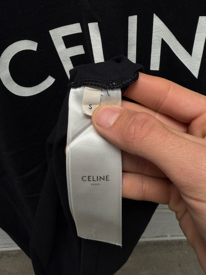 Celine ‘Loose T-Shirt’ Black Jersey Cotton Logo T-Shirt