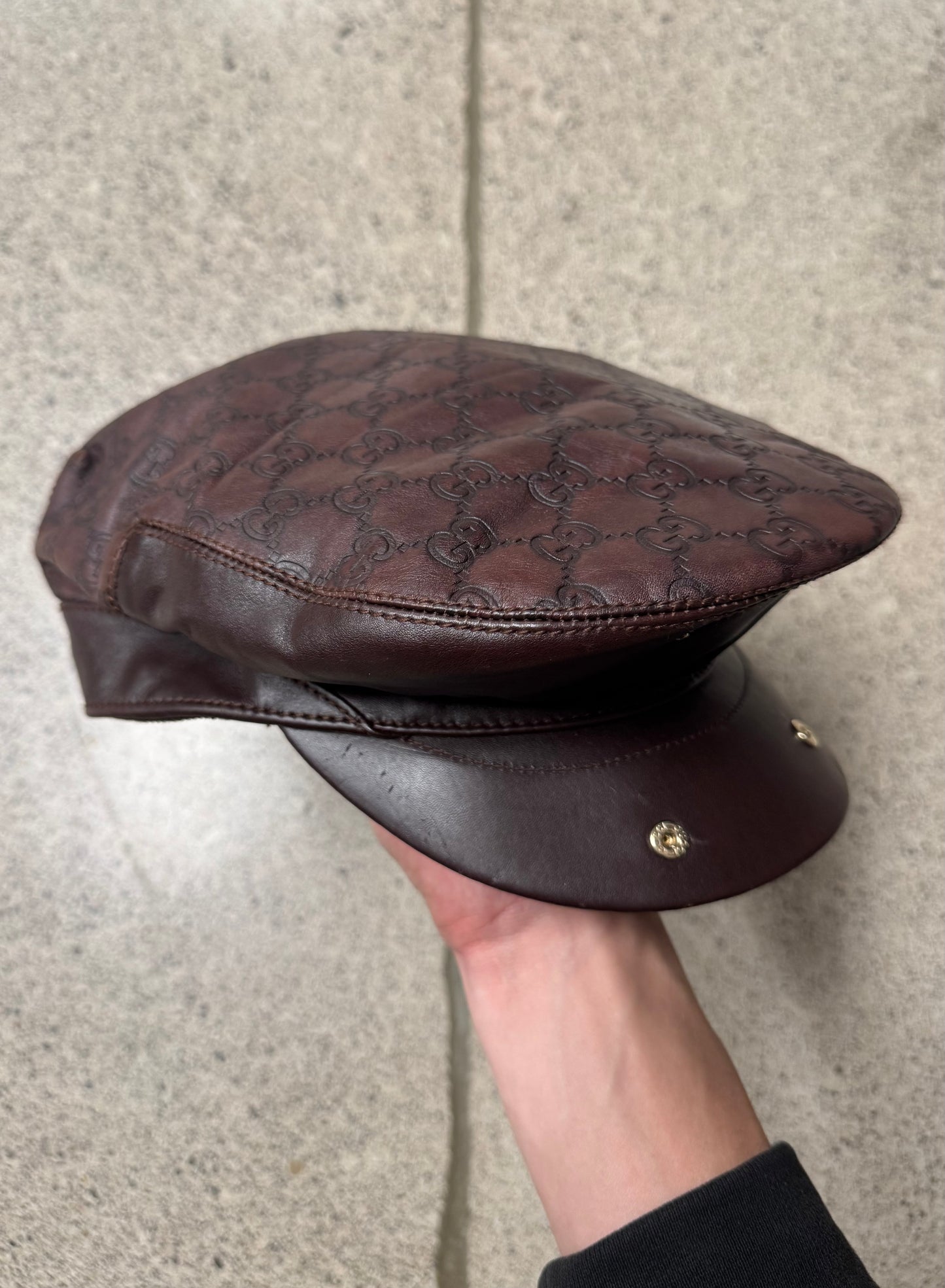 2005 Gucci Embossed Monogram Leather ‘Driver’ Hat