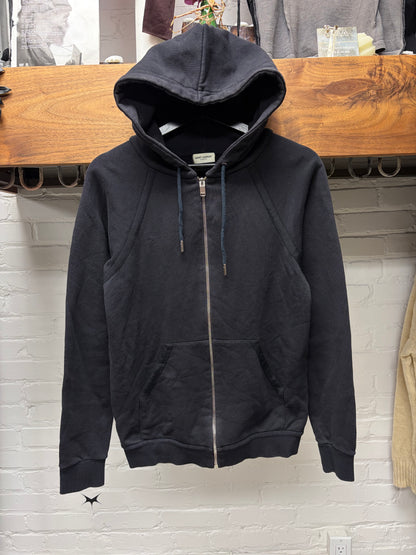 AW2014 Saint Laurent by Hedi Slimane Exposed Shoulder Seam Black Zip-Up Hoodie