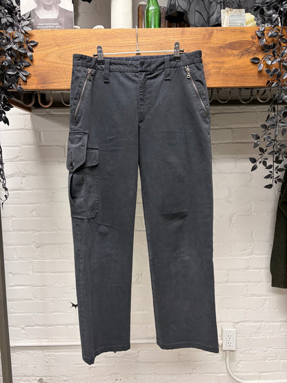 Vintage Prada Faded Black Straight Cut ‘Zip-Pocket’ Cargo Pants